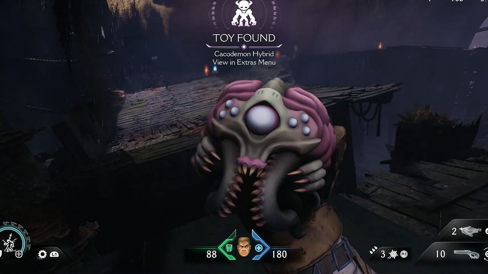 Cacodemon Hybrid Toy in Doom The Dark Ages (Image via Bethesda || YouTube/@BackseatGuides)